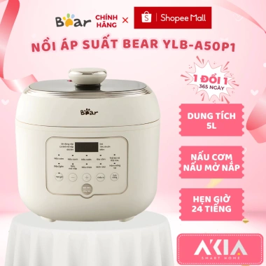 Nồi cơm áp suất Bear YLB-A50P1 5L 10 công thức hẹn giờ 24h 2 lòng nồi 1,490,000₫