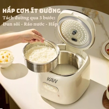 Nồi cơm cảm ứng KAW 400W giảm đường đa năng 8 chế độ nấu - Bảo hành 12 tháng