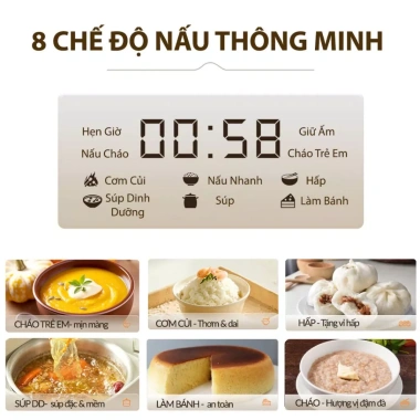 Nồi cơm cảm ứng KAW 400W giảm đường đa năng 8 chế độ nấu - Bảo hành 12 tháng