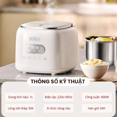 Nồi cơm cảm ứng KAW 400W giảm đường đa năng 8 chế độ nấu - Bảo hành 12 tháng
