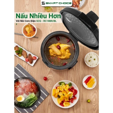 Nồi Cơm Điện 1,8L SMARTCHOICE SCG-RC18BR - Ceramic Chống Dính, Cơm Dẻo, Chín Nhanh, Giá 889.000₫