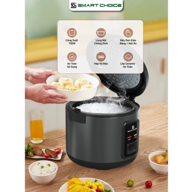 Nồi Cơm Điện 1,8L SMARTCHOICE SCG-RC18BR - Ceramic Chống Dính, Cơm Dẻo, Chín Nhanh, Giá 889.000₫