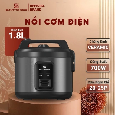 Nồi Cơm Điện 1,8L SMARTCHOICE SCG-RC18BR - Ceramic Chống Dính, Cơm Dẻo, Chín Nhanh, Giá 889.000₫ 10 Nồi Cơm Điện 1,8L SMARTCHOICE SCG-RC18BR - Ceramic Chống Dính, Cơm Dẻo, Chín Nhanh, Giá 889.000₫ 10