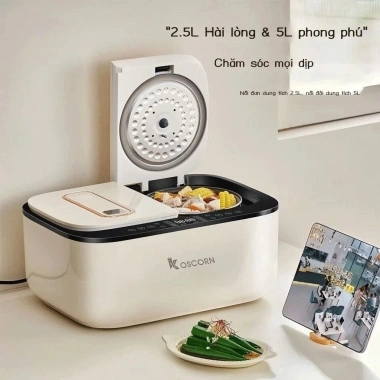 Nồi Cơm Điện 2 Ngăn KOSCORN 5L LCD Cảm Ứng 12 Chức Năng Đa Năng - Giá ưu đãi 1.289.000 VND