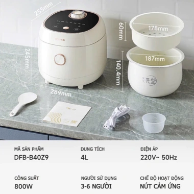 Nồi cơm điện Bear DFB-B40Z9 4L 800W cảm ứng, bảo hành 18 tháng - 1,150,000₫