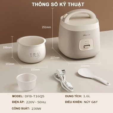 Nồi Cơm Điện Bear DFB-T16Q5 1.6L Lòng Nồi Sứ Mới 2.025 - Giá ưu đãi 715.000 VND 7 Nồi Cơm Điện Bear DFB-T16Q5 1.6L Lòng Nồi Sứ Mới 2.025 - Giá ưu đãi 715.000 VND 7
