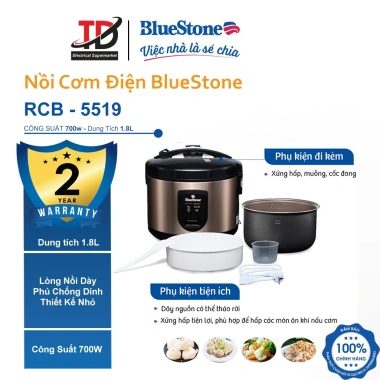 Nồi Cơm Điện Bluestone RCB-5.519 1.8L 700W - Bảo Hành 2 Năm, Giá 749.000₫