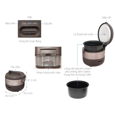 Nồi cơm điện Cuckoo 3.06L CR-1.755/KBBKCRVN - Hàng chính hãng, giảm giá 1.950.000