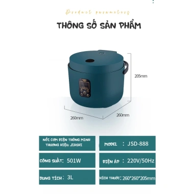 Nồi Cơm Điện Đa Năng 3L Jiashi Hẹn Giờ, Bảo Hành 12 Tháng, Giảm 6% Mã ELHA22 280.000₫