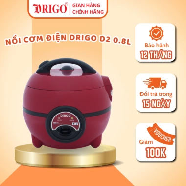 Nồi cơm điện Drigo D2 0.8L chính hãng - Mini 1 người, phù hợp học sinh sinh viên, bảo hành 12 tháng, giá 440.000₫
