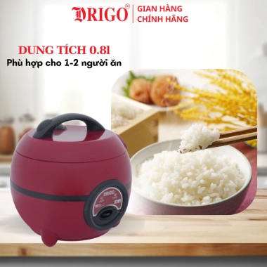Nồi cơm điện Drigo D2 0.8L chính hãng - Mini 1 người, phù hợp học sinh sinh viên, bảo hành 12 tháng, giá 440.000₫