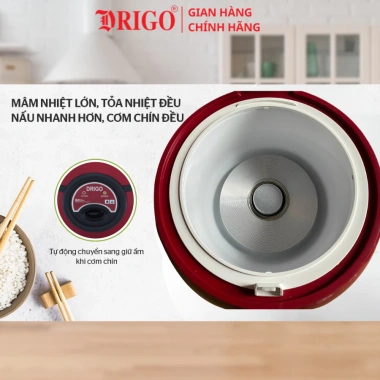 Nồi cơm điện Drigo D2 0.8L chính hãng - Mini 1 người, phù hợp học sinh sinh viên, bảo hành 12 tháng, giá 440.000₫