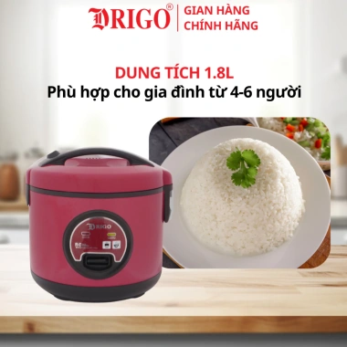Nồi cơm điện DRIGO D32 1.8L - Lòng nồi dày dặn, Bảo hành 12 tháng, Giá chỉ 699.000₫