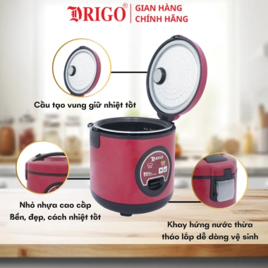 Nồi cơm điện DRIGO D32 1.8L - Lòng nồi dày dặn, Bảo hành 12 tháng, Giá chỉ 699.000₫