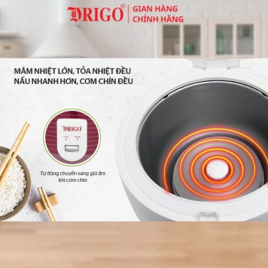 Nồi cơm điện DRIGO D9 1.8L - Lòng nồi dày dặn, bảo hành 12 tháng, giá ưu đãi 434.500₫
