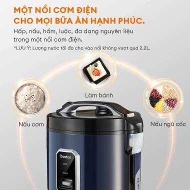 Nồi cơm điện Gaabor RC50M-BE01A 5L 700W đa năng, điều nhiệt nhanh, chỉ 609.000₫