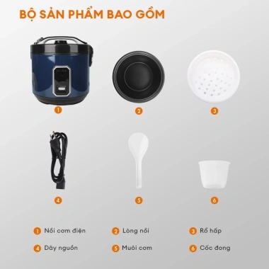 Nồi cơm điện Gaabor RC50M-BE01A 5L 700W đa năng, điều nhiệt nhanh, chỉ 609.000₫
