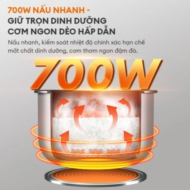 Nồi cơm điện Gaabor RC50M-BE01A 5L 700W đa năng, điều nhiệt nhanh, chỉ 609.000₫