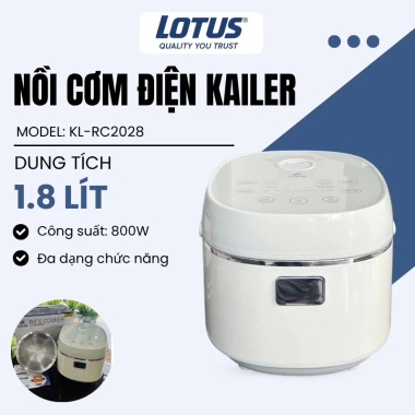 Nồi cơm điện Kailer KL‑RC2.028 inox 304 lòng vân lục giác, hẹn giờ, giữ ấm 12h, giá 1.99 triệu