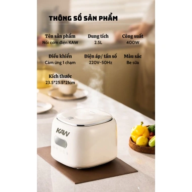 Nồi cơm điện KAW 3L 2-3 người 400W tỏa nhiệt đều, nấu nhanh - Giá ưu đãi 1,102,000 VND
