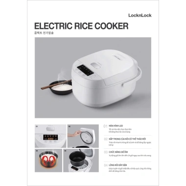 Nồi cơm điện Lock&Lock 1L trắng EJR311WHT - Tiết kiệm năng lượng, an toàn, chỉ 1.030.000₫