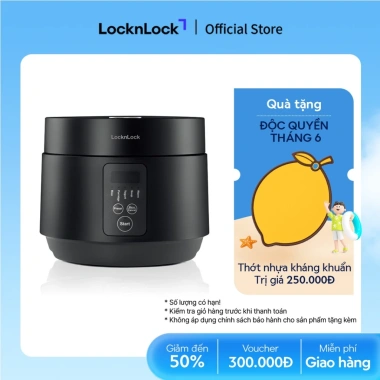 Nồi cơm điện Lock&Lock Compact 1.2L đen - Tiết kiệm 236k, giá chỉ 1.18 triệu