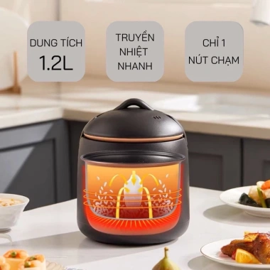 Nồi cơm điện mini 1,2L chống dính đa năng nấu cơm, cháo - Giá chỉ 259.000 VND