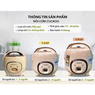 Nồi Cơm Điện Mini 1.2L CUCKOO 700W, Nắp Gài Hình Lợn, Chống Dính, Giữ Ấm, Giá Ưu Đãi 259k