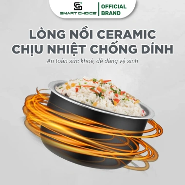Nồi Cơm Điện Mini 1.2L SMARTCHOICE SCG-RC3.001 - Ceramic Chống Dính Siêu Bền, Giá 755.000₫