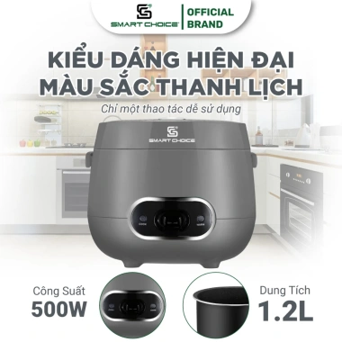 Nồi Cơm Điện Mini 1.2L SMARTCHOICE SCG-RC3.001 - Ceramic Chống Dính Siêu Bền, Giá 755.000₫
