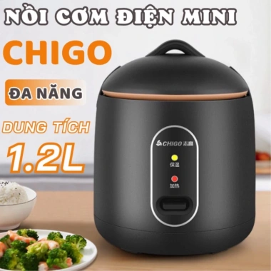 Nồi cơm điện mini CHIGO 1.2L chống dính, nấu hầm, súp, cháo cho 2 người - 198.500₫