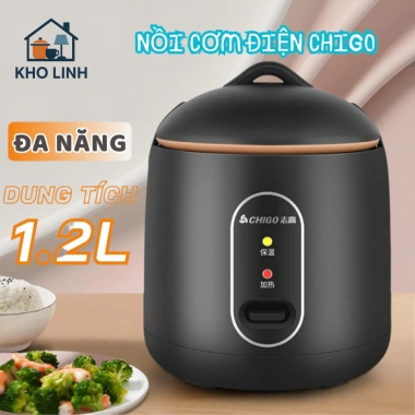 Nồi Cơm Điện Mini CHIGO 1.2L Chống Dính, Nấu Hầm Súp Cháo cho 2 Người - 199k