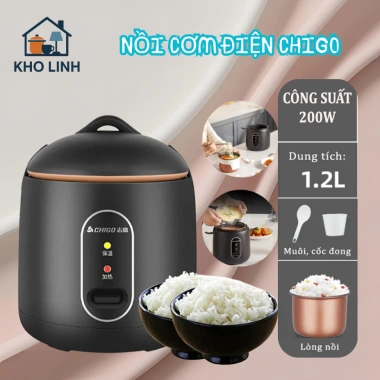 Nồi Cơm Điện Mini CHIGO 1.2L Chống Dính, Nấu Hầm Súp Cháo cho 2 Người - 199k