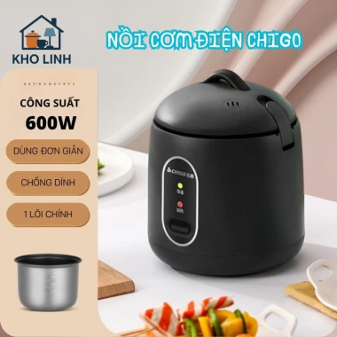 Nồi Cơm Điện Mini CHIGO 1.2L Chống Dính, Nấu Hầm Súp Cháo cho 2 Người - 199k