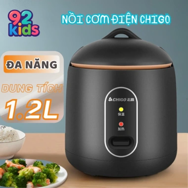 Nồi Cơm Điện Mini Chigo 1,2L Tráng Chống Dính - Đa Năng Nấu Hầm, Súp, Cháo cho 2 Người, Giá Ưu Đãi 199.000