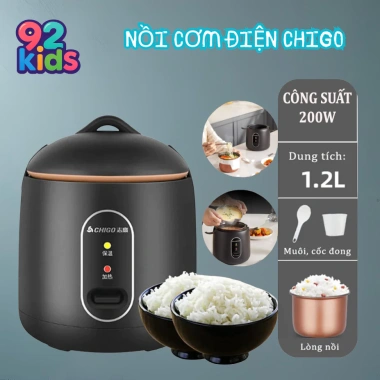 Nồi Cơm Điện Mini Chigo 1,2L Tráng Chống Dính - Đa Năng Nấu Hầm, Súp, Cháo cho 2 Người, Giá Ưu Đãi 199.000
