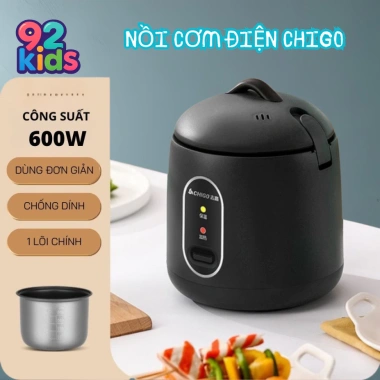 Nồi Cơm Điện Mini Chigo 1,2L Tráng Chống Dính - Đa Năng Nấu Hầm, Súp, Cháo cho 2 Người, Giá Ưu Đãi 199.000