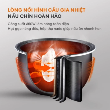 Nồi cơm điện mini Guckdo chính hãng - Nấu nhanh 15' chuẩn vị, lòng nồi chống dính 3 lớp