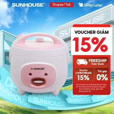 Nồi cơm điện mini SUNHOUSE 1.2L SHD8.217W Siêu tiết kiệm, nhanh gọn, giá chỉ 750.000₫