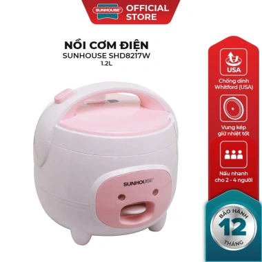 Nồi cơm điện mini SUNHOUSE 1.2L SHD8.217W Siêu tiết kiệm, nhanh gọn, giá chỉ 750.000₫ 2
