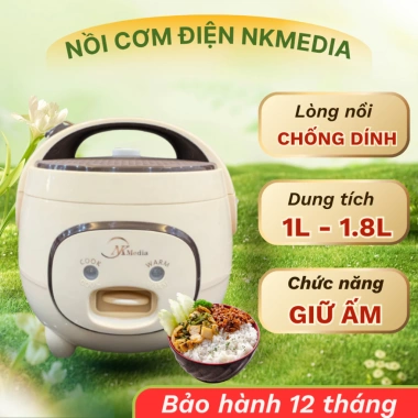 Nồi cơm điện NK MEDIA 1L‑1.8L, nấu nhanh, chống dính 3 lớp, BH 12 tháng - 389.000₫