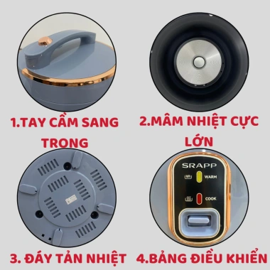 Nồi cơm điện SRAPP 1.8L 700W nấu nhanh, chống dính 3 lớp dày dặn, 399.000 VNĐ