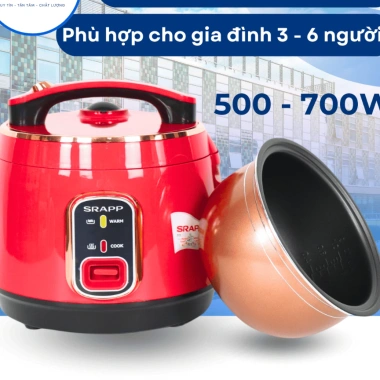 Nồi Cơm Điện SRAPP Chống Dính 1L-1.8L kèm Vỉ Hấp - Nấu Ngon 3-6 Người, Giá 330k
