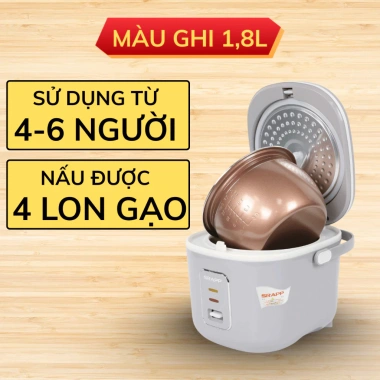 Nồi cơm điện SRAPP SH-NC198 1,8L, lòng nồi 3 lớp chống dính, bảo hành chính hãng - Giá chỉ 829.000₫ 10 Nồi cơm điện SRAPP SH-NC198 1,8L, lòng nồi 3 lớp chống dính, bảo hành chính hãng - Giá chỉ 829.000₫ 10