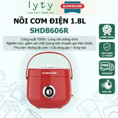 Nồi cơm điện Sunhouse 1.8L nắp gài SHD8.602-8.607W - Chính hãng, chỉ 535k 5