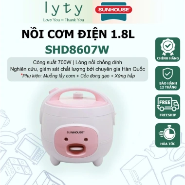 Nồi cơm điện Sunhouse 1.8L nắp gài SHD8.602-8.607W - Chính hãng, chỉ 535k 7