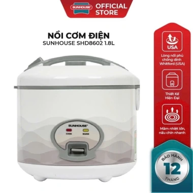 Nồi Cơm Điện SUNHOUSE 1.8L SHD8.606 - Bảo Hành 12 Tháng, Công Suất Mạnh, Nấu Nhanh, Giá Ưu Đãi 569.000₫