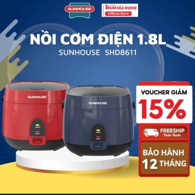 Nồi cơm điện SUNHOUSE 1.8L SHD8.611N/R bảo hành 12 tháng - Giá chỉ 639.000đ