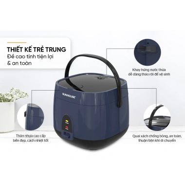 Nồi cơm điện Sunhouse 1.8L SHD8.611N/SHD8.611R - Tiết kiệm năng lượng, hẹn giờ nhanh, dung lượng lớn, giá 720.000đ