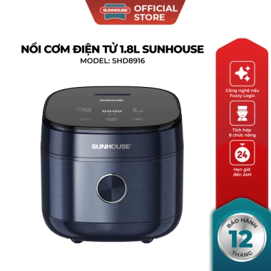 Nồi cơm điện Sunhouse 1.8L SHD8.916 Fuzzy Logic 8 chức năng, hẹn giờ 24h, lòng nồi dày 2mm - 1.72tr
